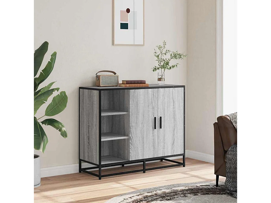 Buffet sonoma gris 92x35x76 cm bois d'ingénierie