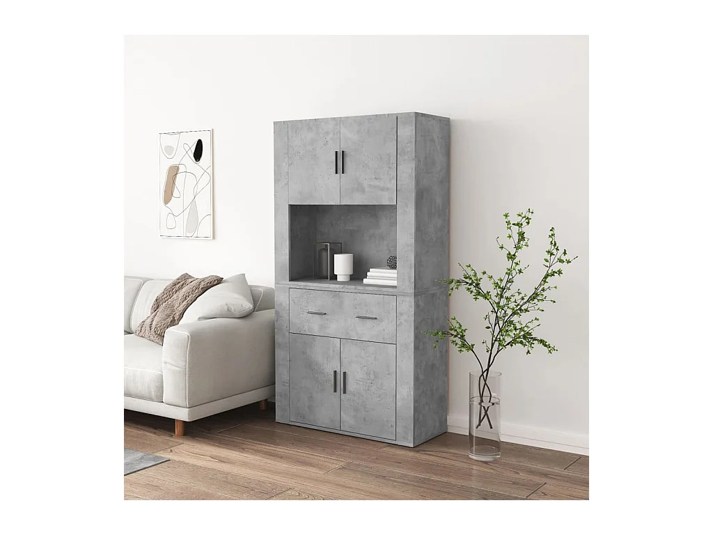 Buffet haut Gris béton Bois d'ingénierie