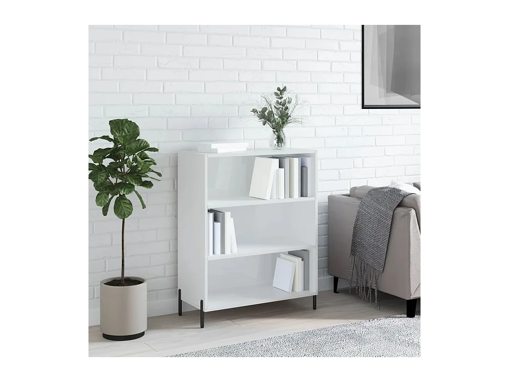 Armoire à étagères blanc brillant 69,5x32,5x90 cm