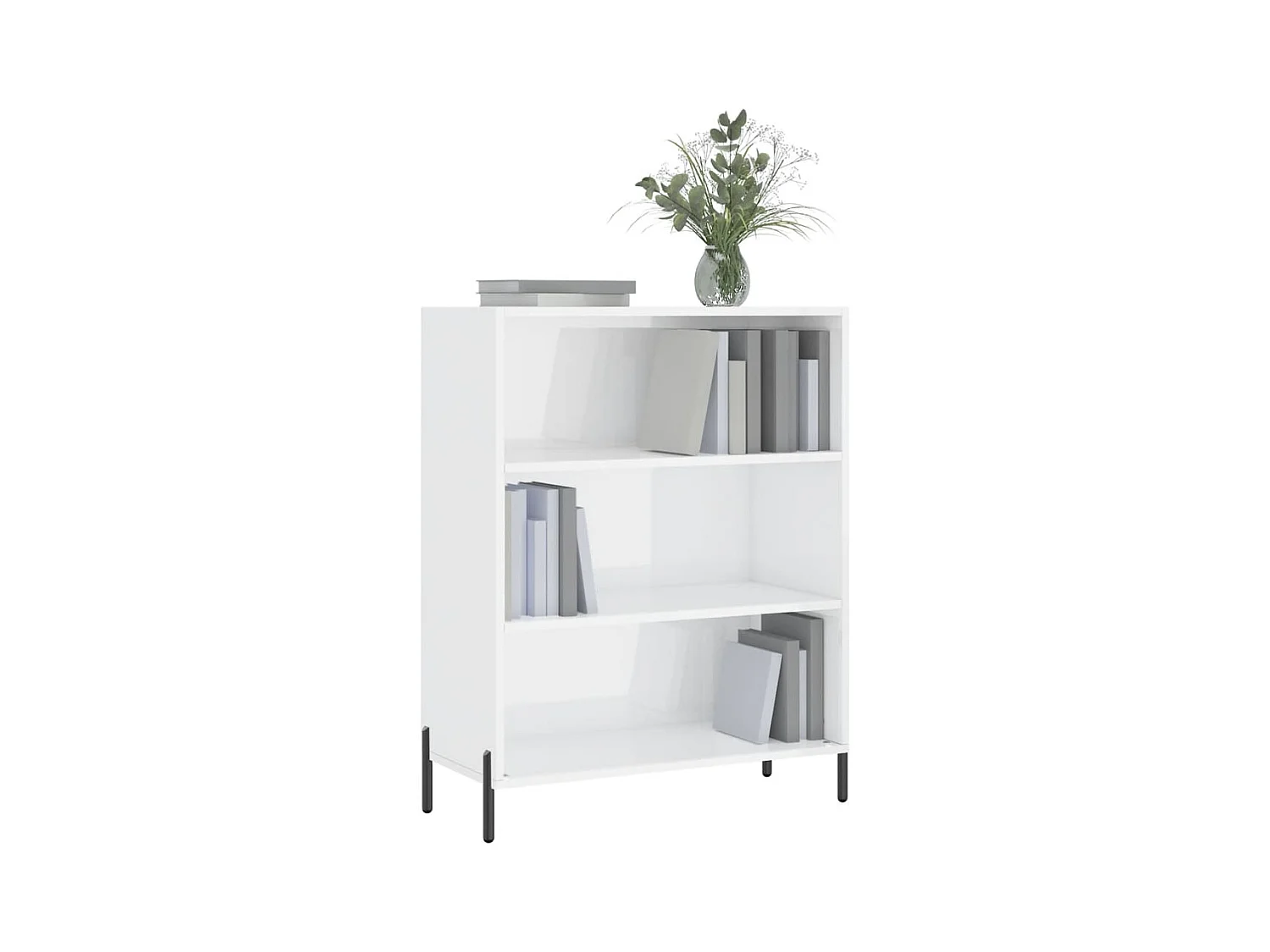 Armoire à étagères blanc brillant 69,5x32,5x90 cm