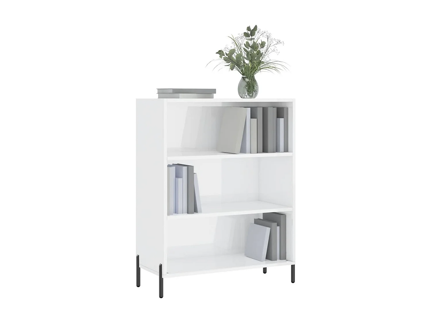 Armoire à étagères blanc brillant 69,5x32,5x90 cm