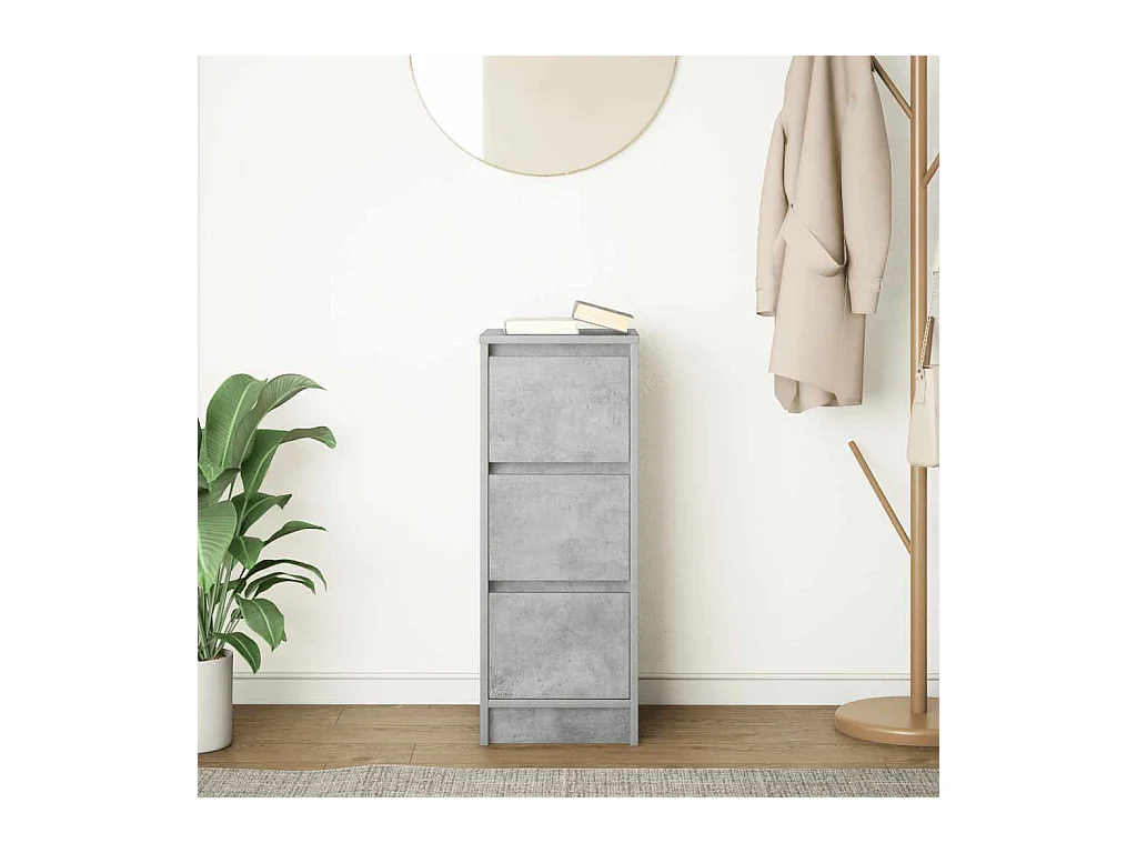 Buffet gris béton 29,5x34x76 cm bois d'ingénierie