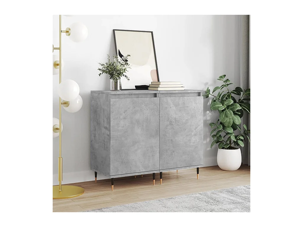 Buffets 2 pcs gris béton 40x35x70 cm bois d'ingénierie