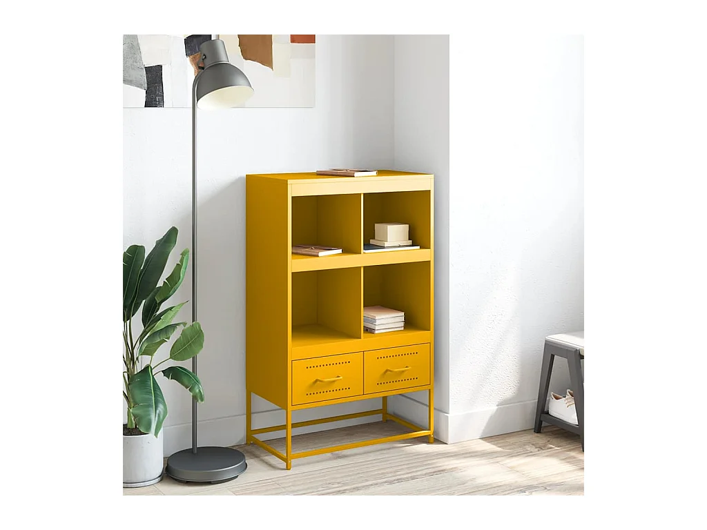 Buffet haut jaune moutarde 68x39x111,5 cm acier