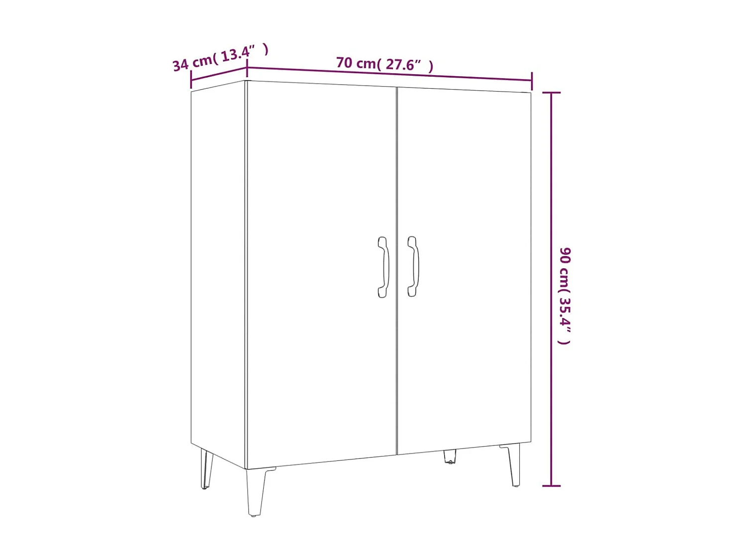 Sonoma dressoir grijs 70x34x90 cm Technisch hout