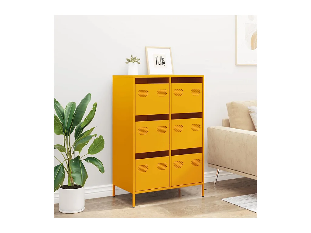 Buffet haut jaune moutarde 68x39x101,5 cm acier