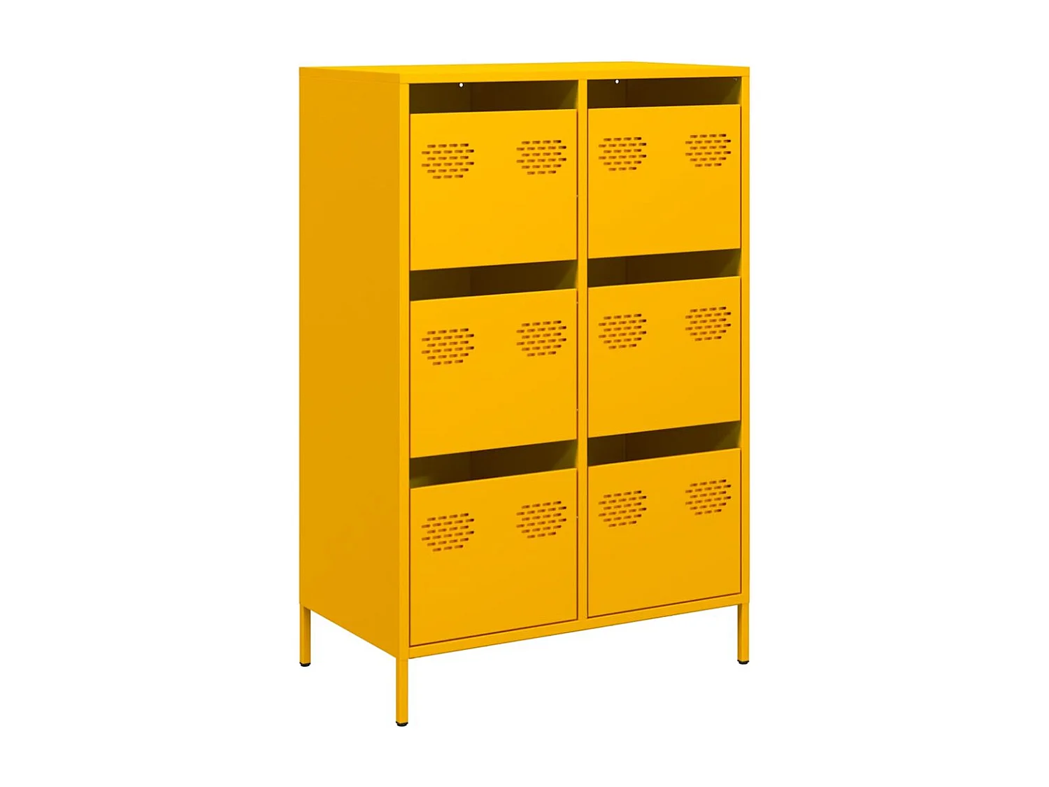 Mosterdgeel hoog dressoir 68x39x101,5 cm staal