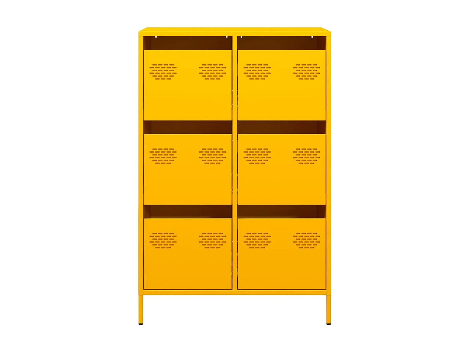 Mosterdgeel hoog dressoir 68x39x101,5 cm staal