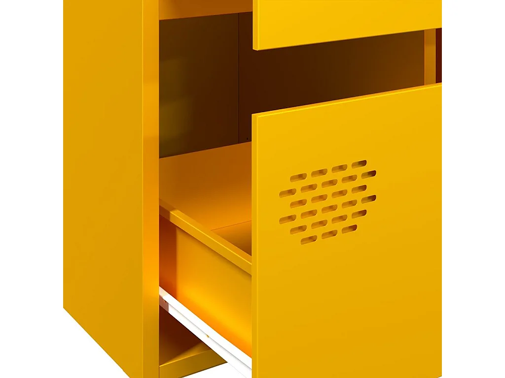 Mosterdgeel hoog dressoir 68x39x101,5 cm staal