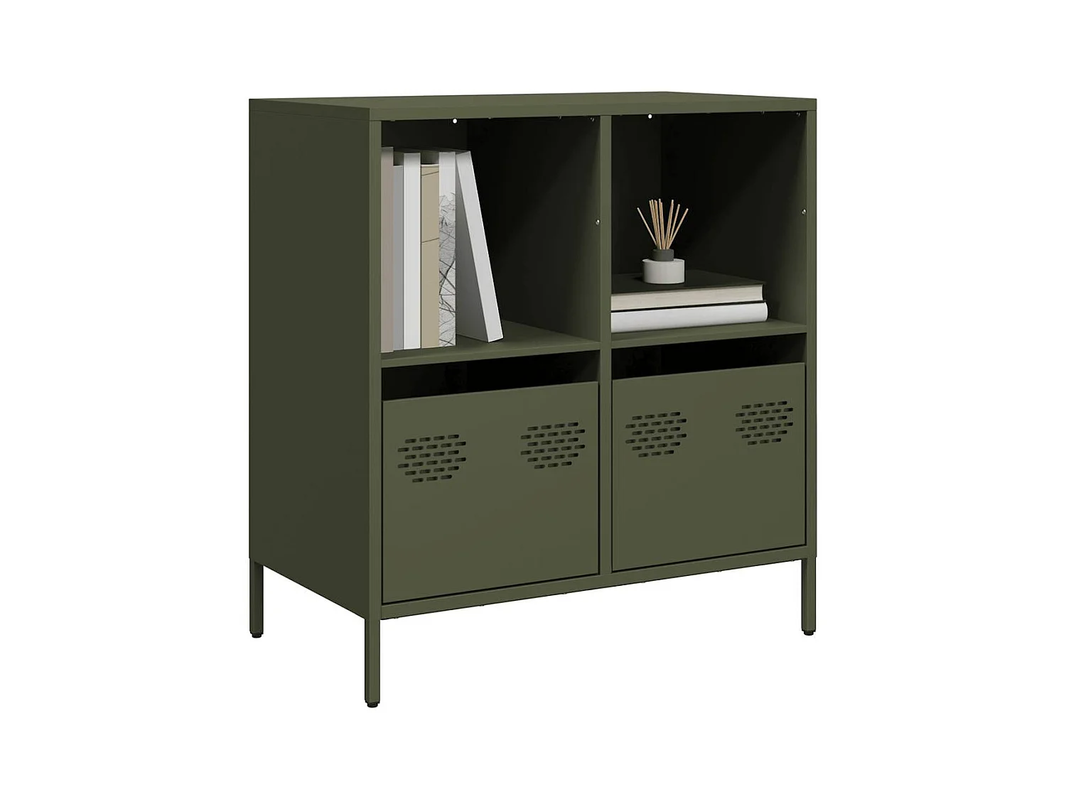 Aparador verde oliva 68x39x73,5 cm acero laminado en frío