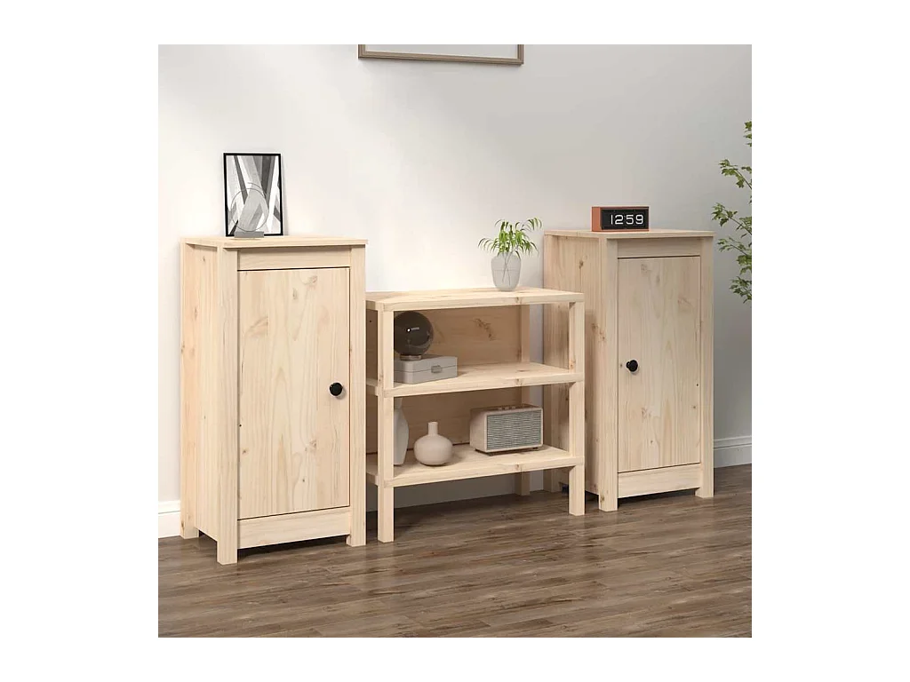 Buffets 2 pcs 39x35x80 cm bois massif de pin