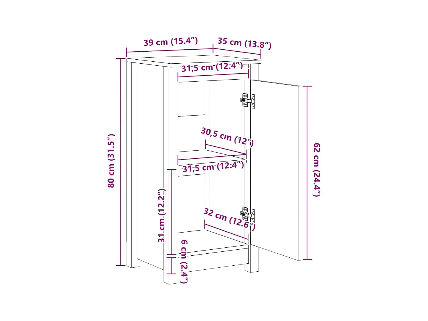 Buffets 2 pcs 39x35x80 cm bois massif de pin