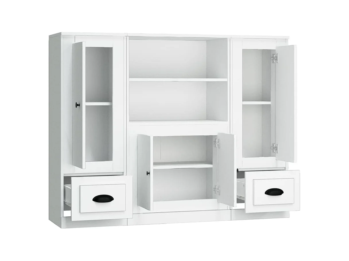 Buffets 3 pcs blanc bois d'ingénierie