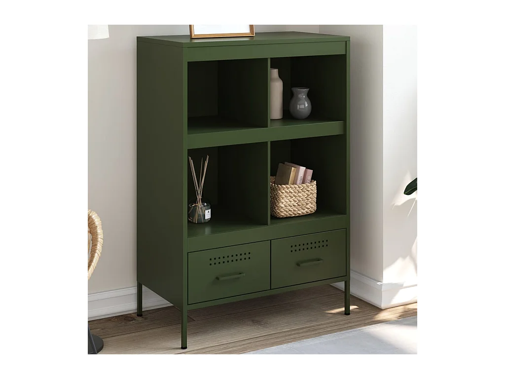 Credenza alta verde oliva 68x39x101,5 cm acciaio