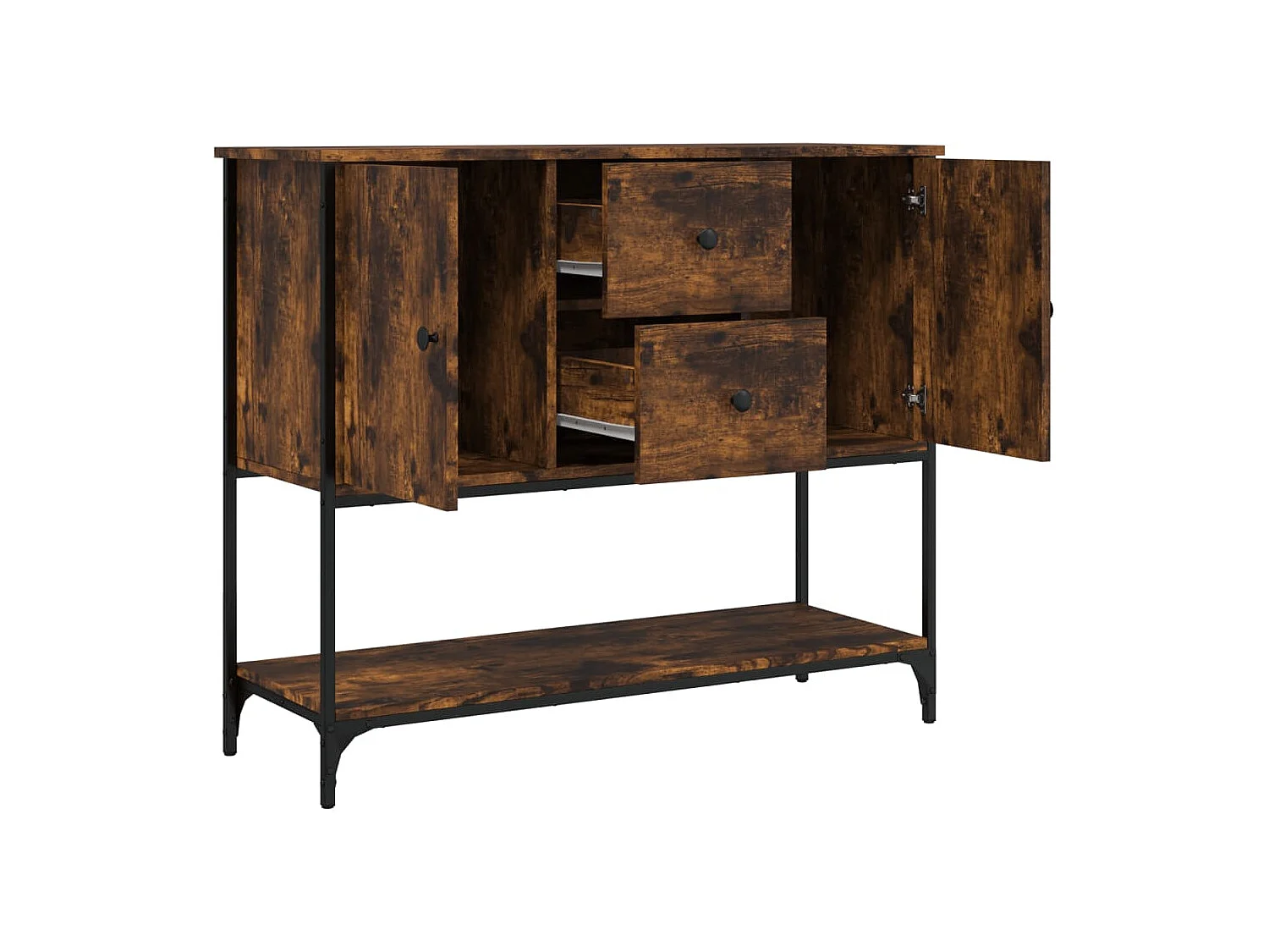 Buffet chêne fumé 100x36x85 cm bois d'ingénierie