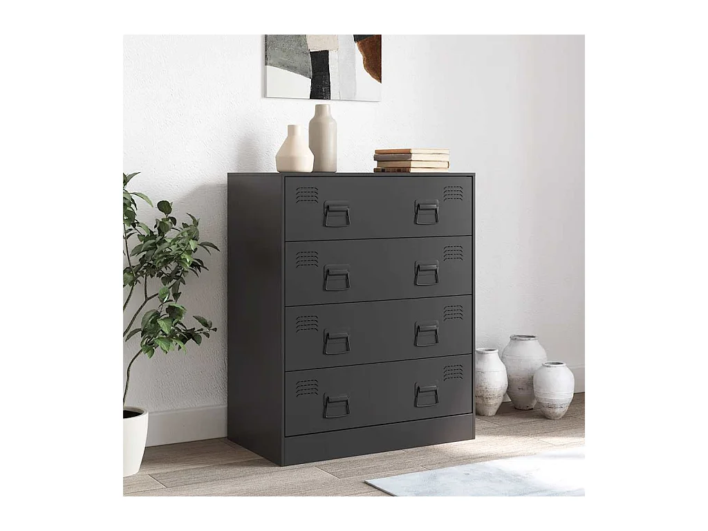 Buffet noir 67x39x83 cm acier