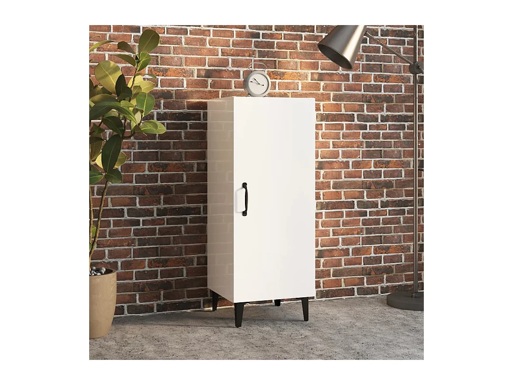 Buffet Blanc brillant 34,5x34x90 cm Bois d'ingénierie