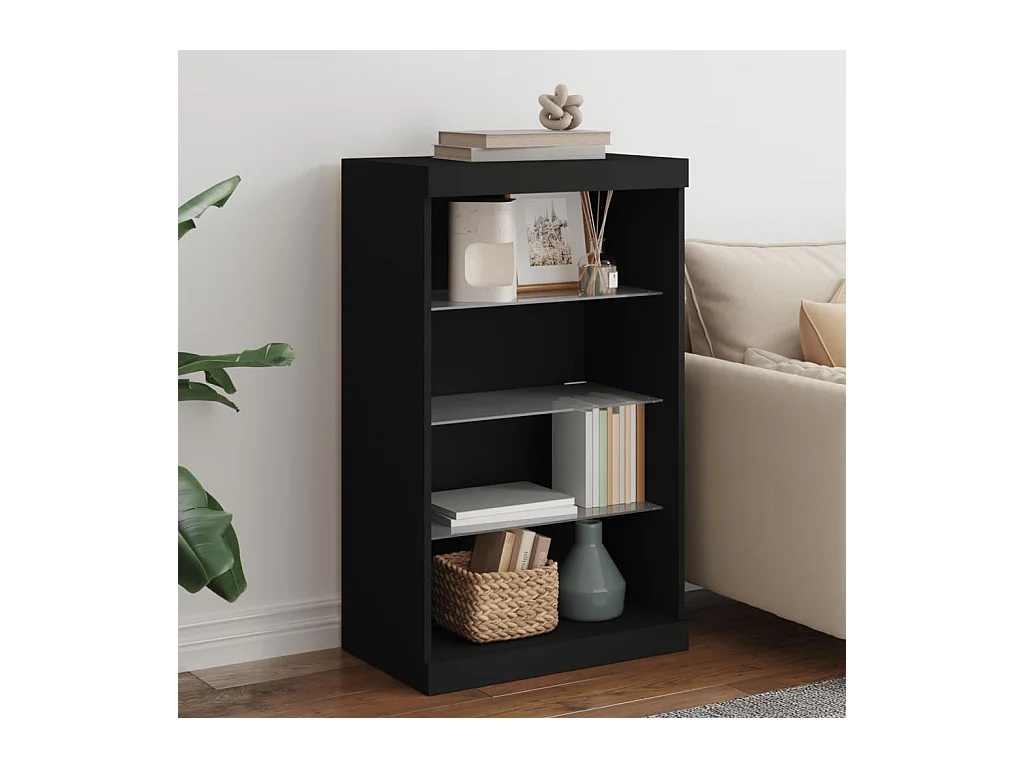 Buffet avec lumières LED noir 60,5x37x100 cm