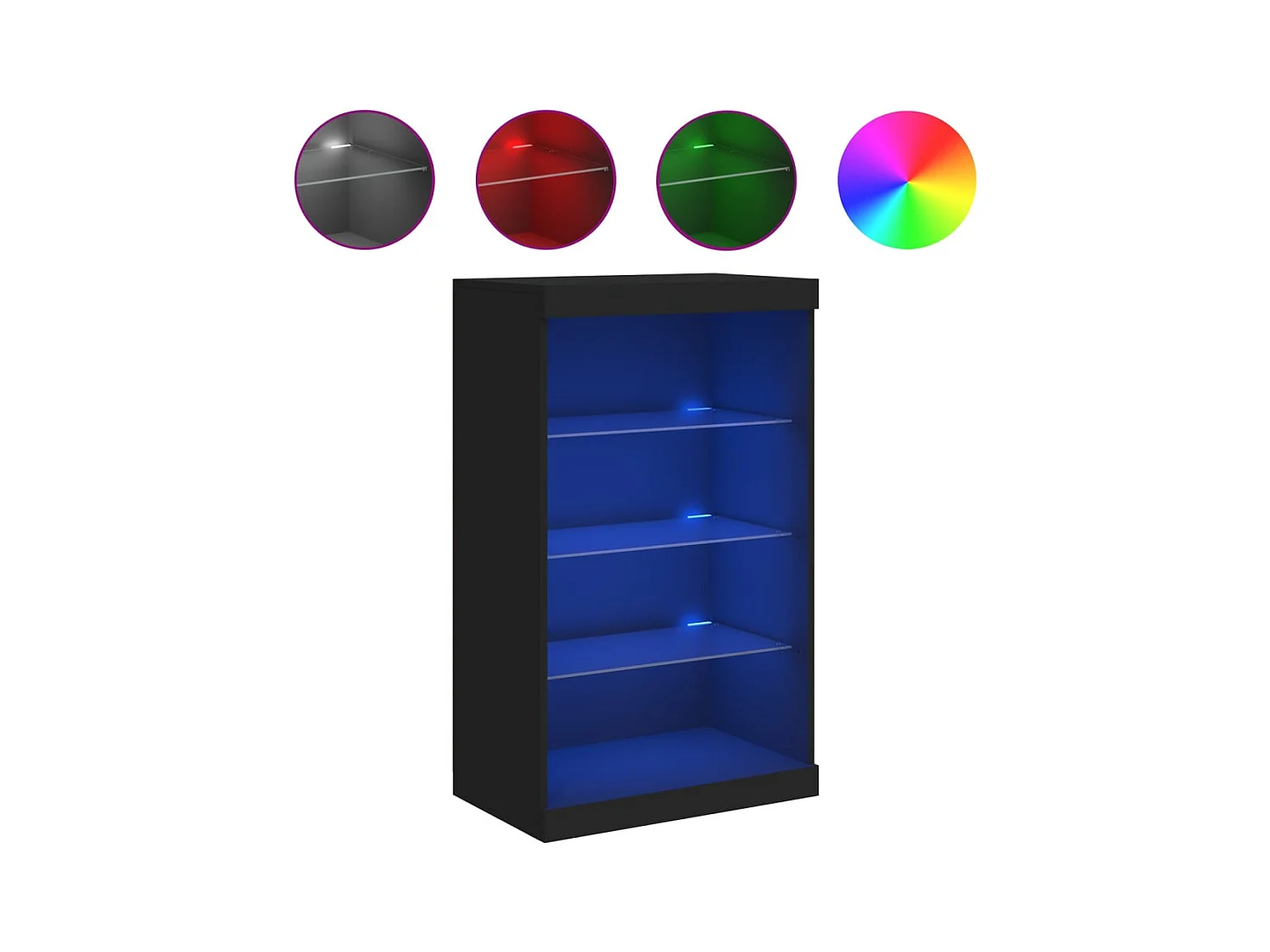 Buffet avec lumières LED noir 60,5x37x100 cm