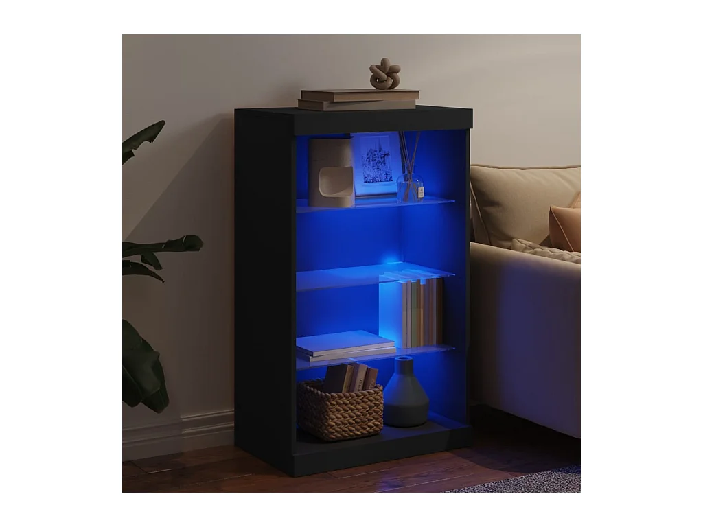 Buffet avec lumières LED noir 60,5x37x100 cm