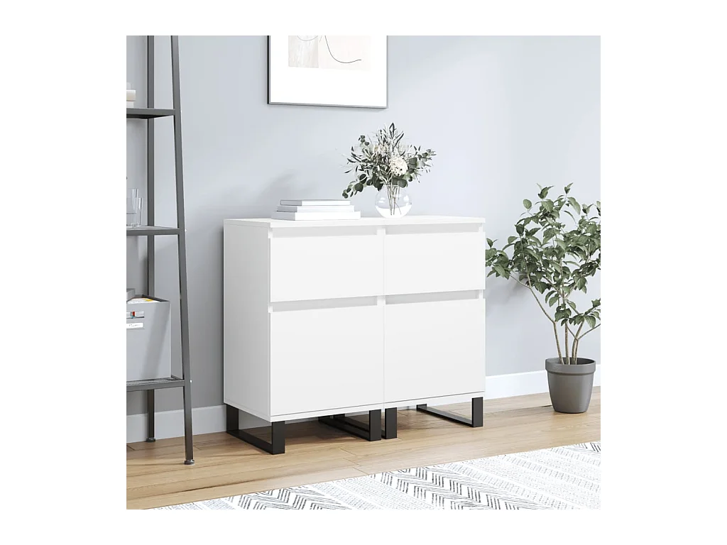 Credenze 2 pezzi bianche 40x35x70 cm in legno ingegnerizzato