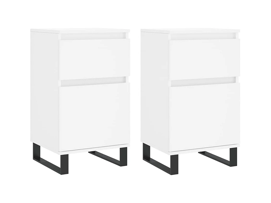 Credenze 2 pezzi bianche 40x35x70 cm in legno ingegnerizzato