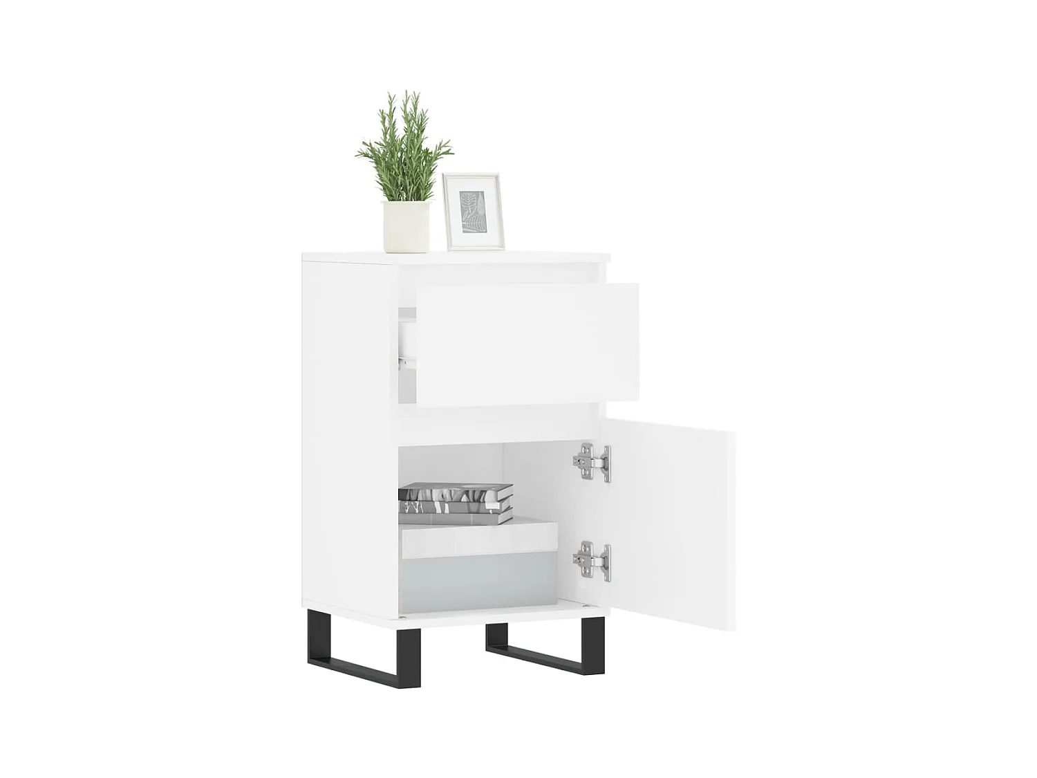 Credenze 2 pezzi bianche 40x35x70 cm in legno ingegnerizzato