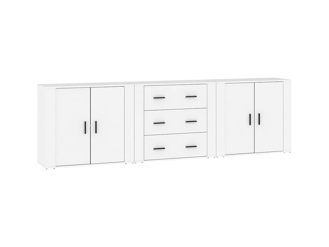 Buffets 3 pcs Blanc Bois d'ingénierie