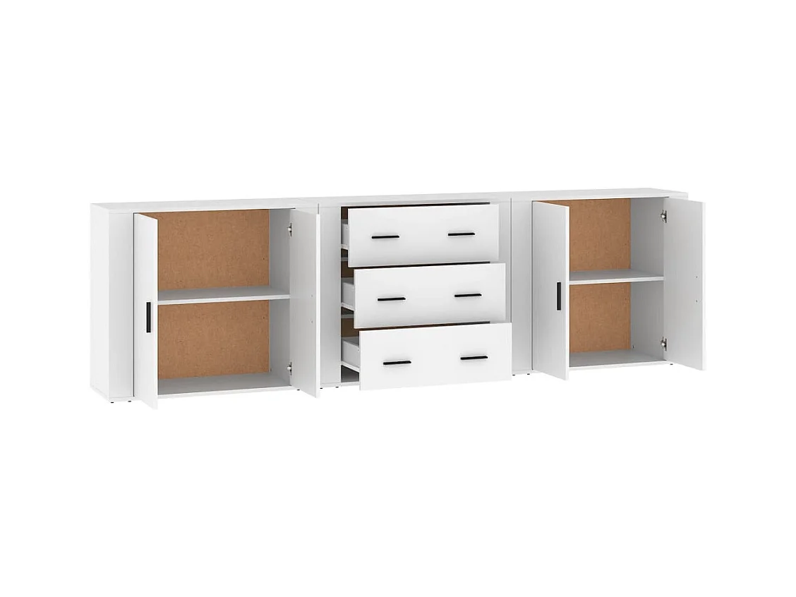 Buffets 3 pcs Blanc Bois d'ingénierie