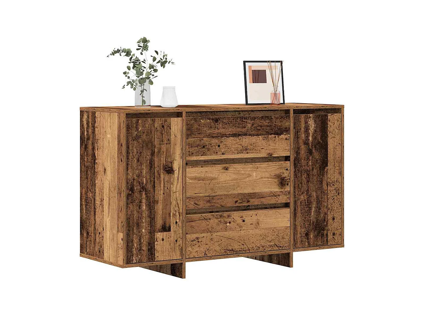 Buffet en bois vieilli 120x41x75 cm en bois d'ingénierie