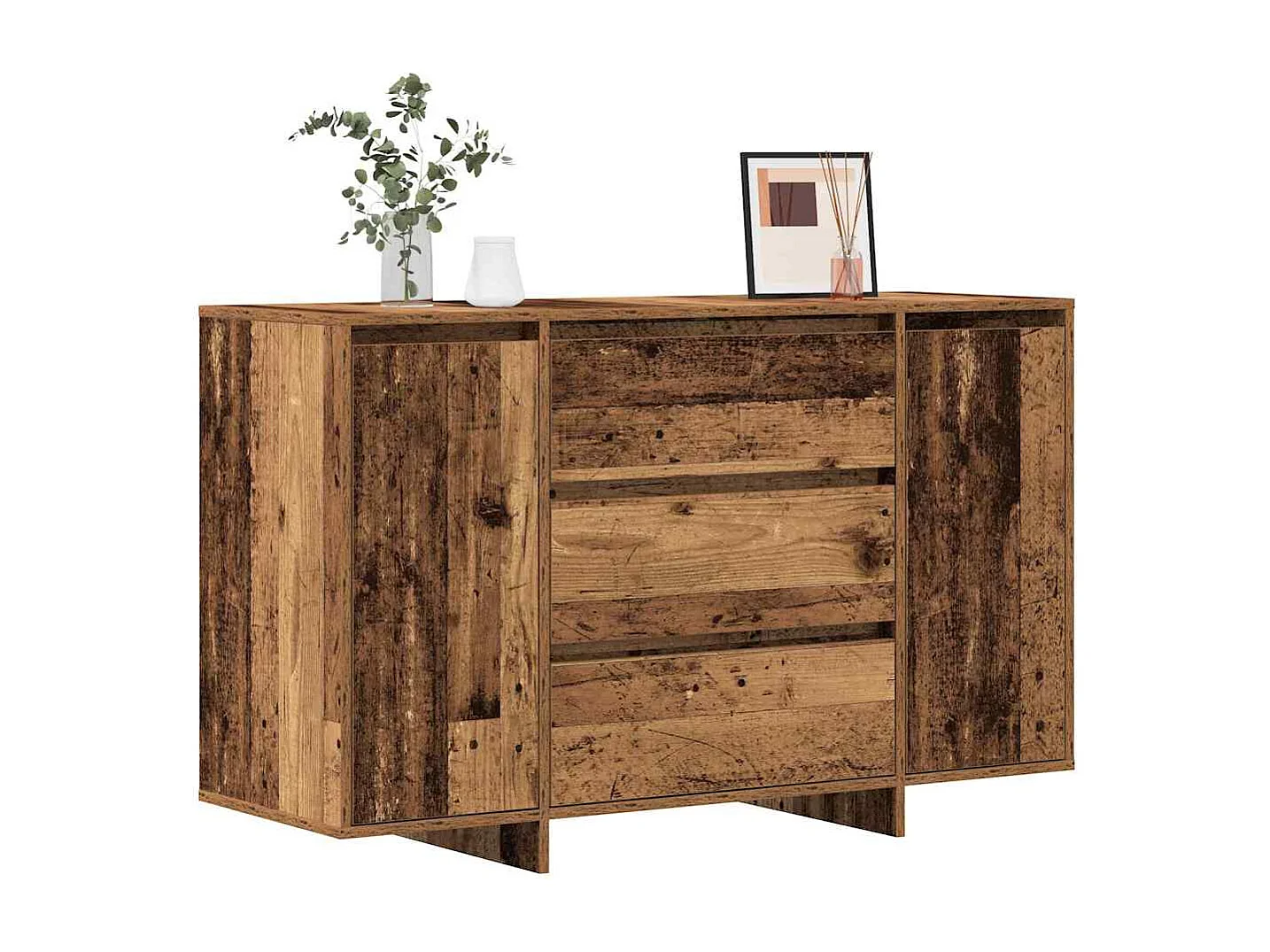 Buffet en bois vieilli 120x41x75 cm en bois d'ingénierie