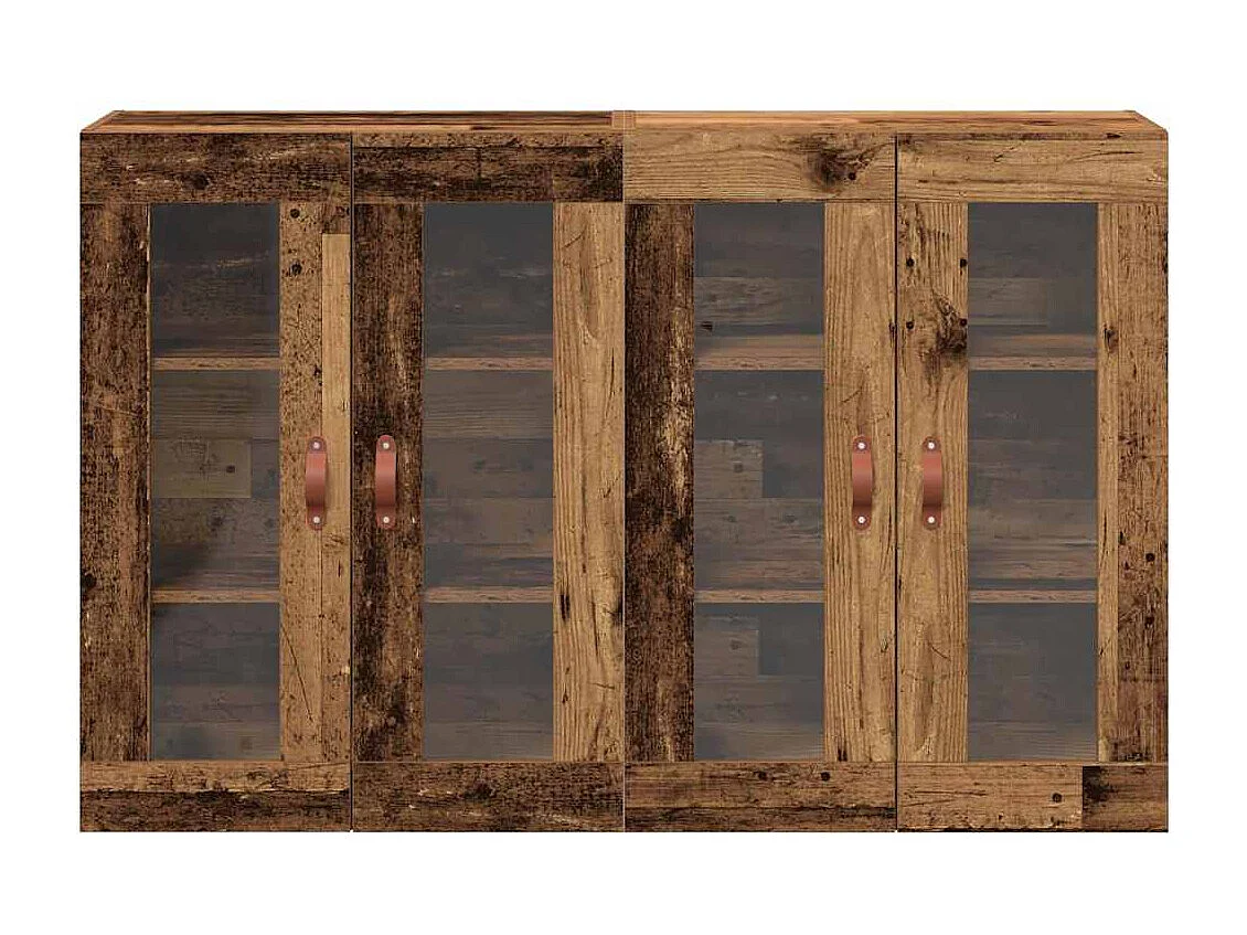 2-teilige Hängeschränke in Altholz 69,5 x 34 x 90 cm in Altholznachbildung.