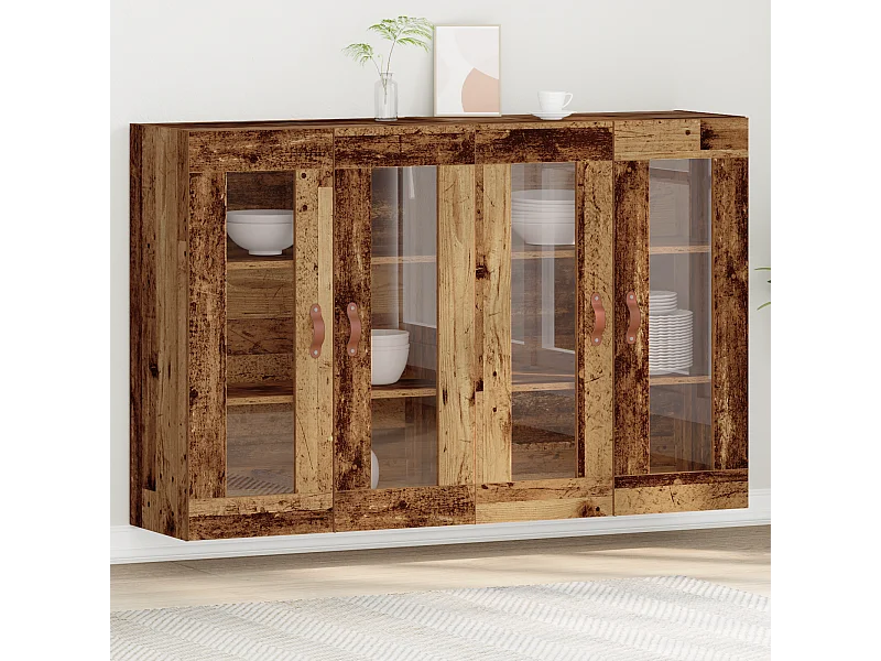 2-teilige Hängeschränke in Altholz 69,5 x 34 x 90 cm in Altholznachbildung.