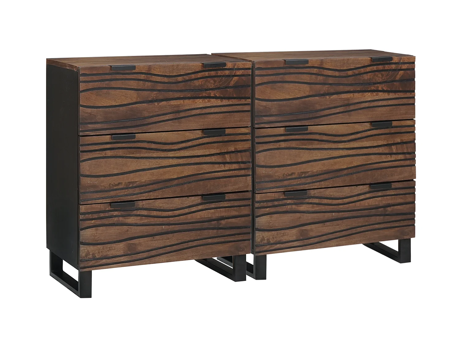 Buffets avec tiroir avec stockage 2 pcs Marron Moyen Bois massif
