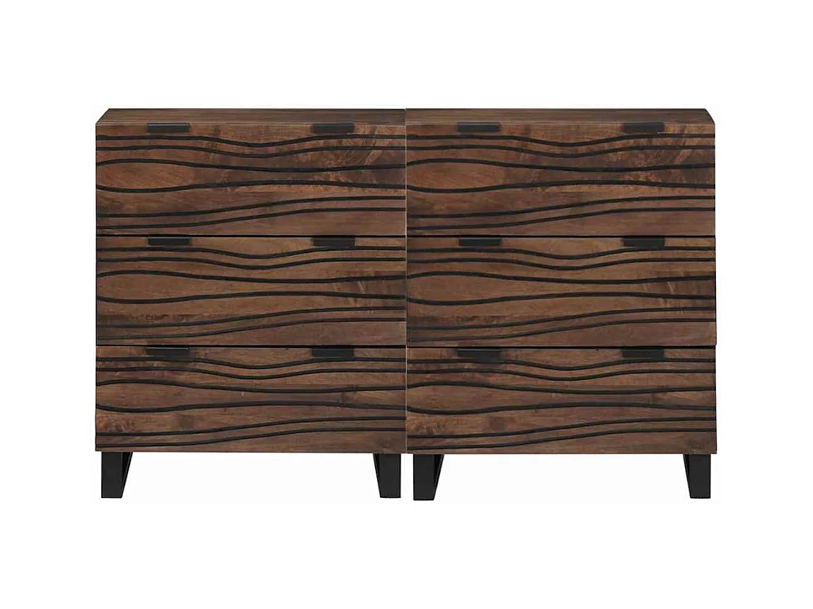 Buffets avec tiroir avec stockage 2 pcs Marron Moyen Bois massif