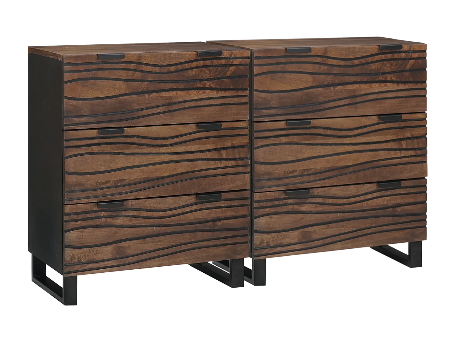 Aparadores con cajón con almacenaje 2 piezas Marrón Medio Madera maciza