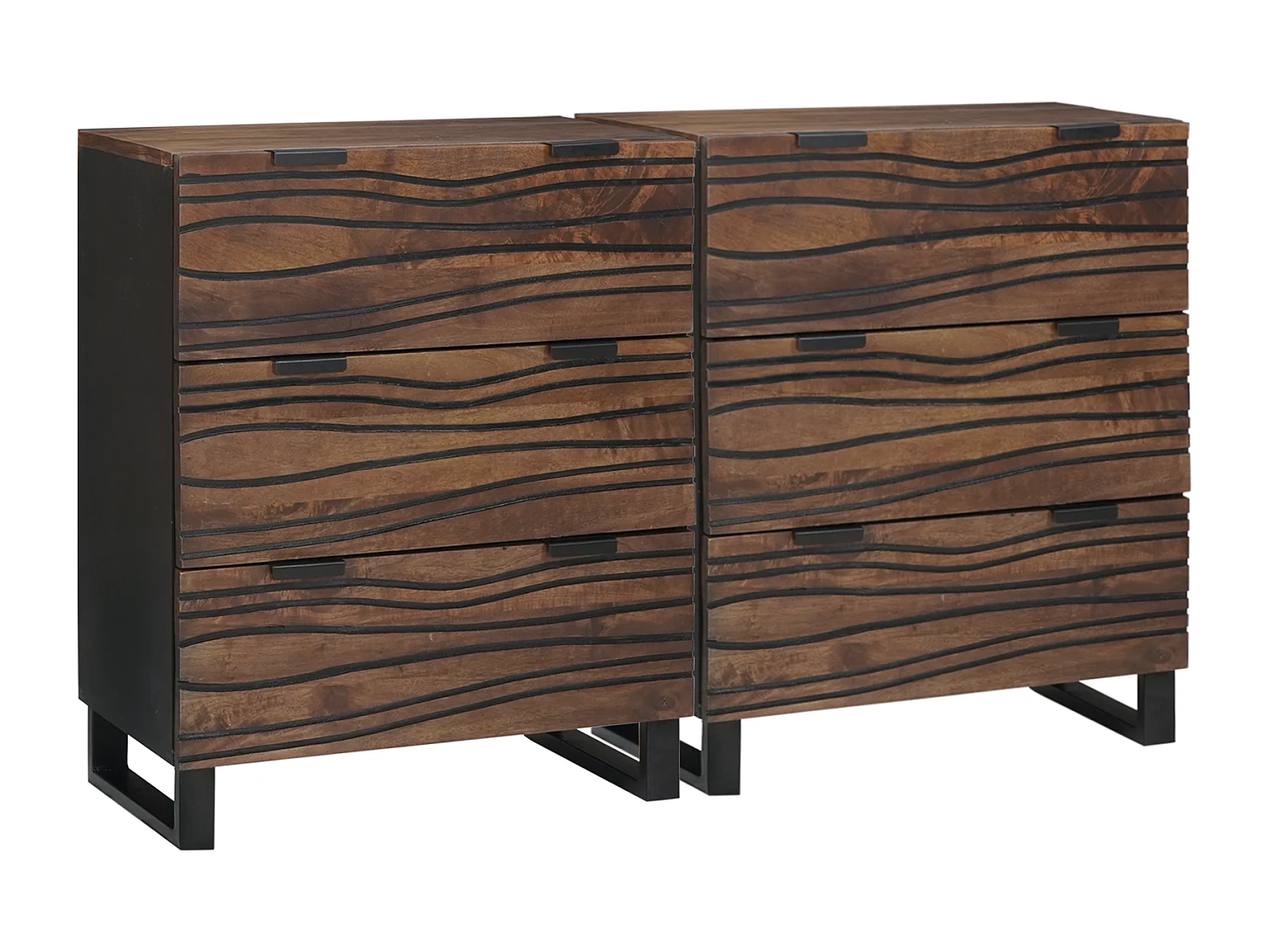 Credenze con cassetto con contenitore 2 pezzi Marrone medio Legno massello