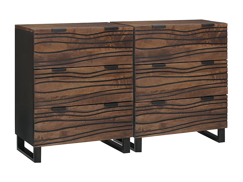 Credenze con cassetto con contenitore 2 pezzi Marrone medio Legno massello