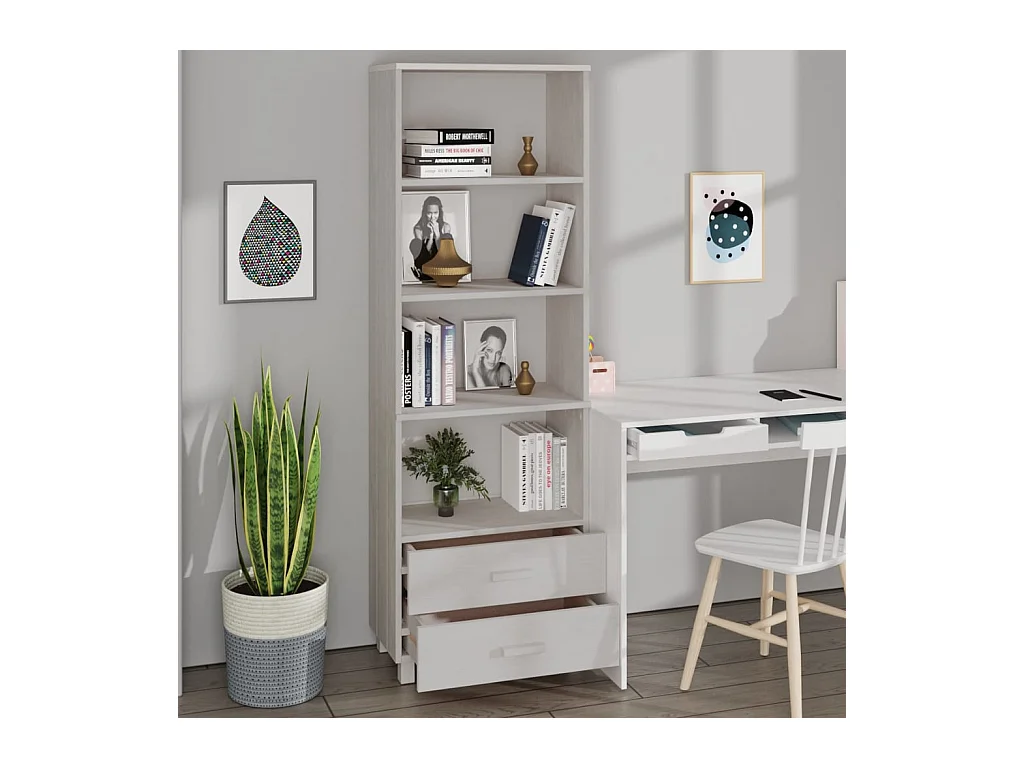 Buffet HAMAR Blanc 60x35x180 cm Bois de pin massif