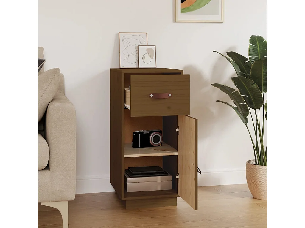 Buffet Marron miel 34x40x75 cm Bois massif de pin