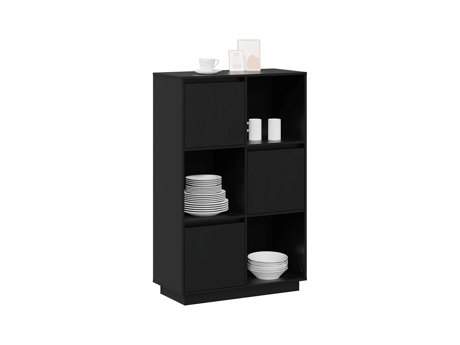 Buffet Noir 74x35x117 cm Bois massif de pin