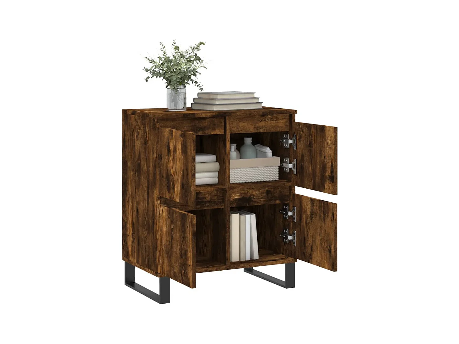 Credenza in rovere affumicato 60x35x70 cm in legno ingegnerizzato