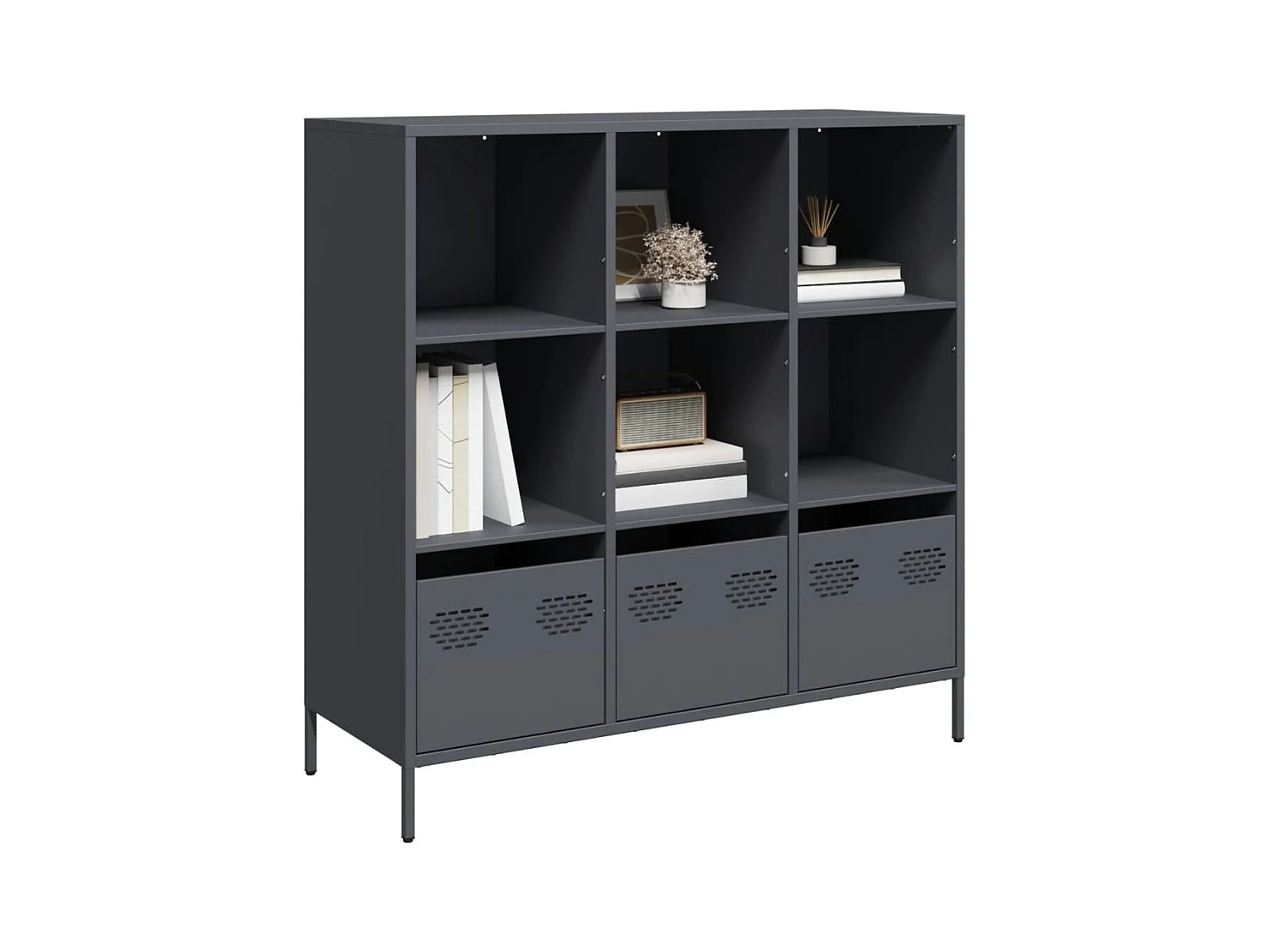 Buffet haut anthracite 101,5x39x103,5 cm acier