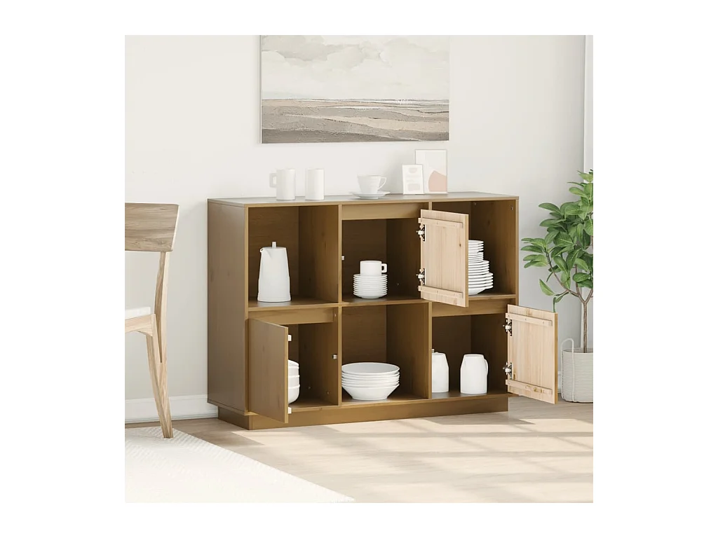 Buffet Marron miel 110,5x35x80 cm Bois massif de pin