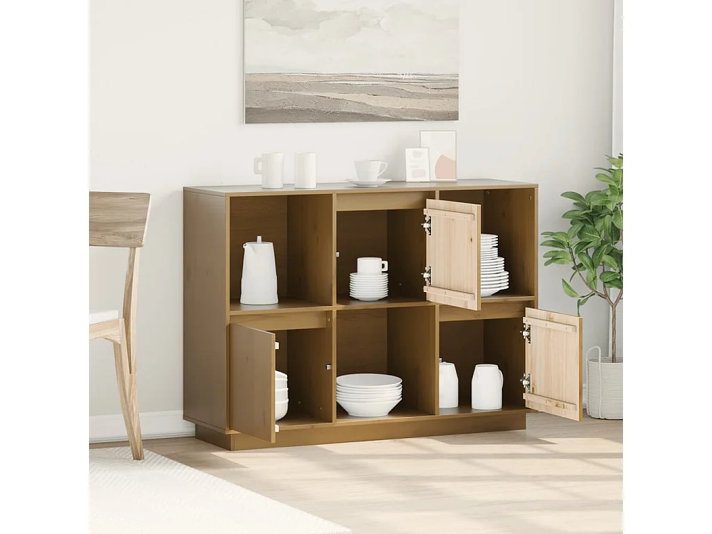 Buffet Marron miel 110,5x35x80 cm Bois massif de pin