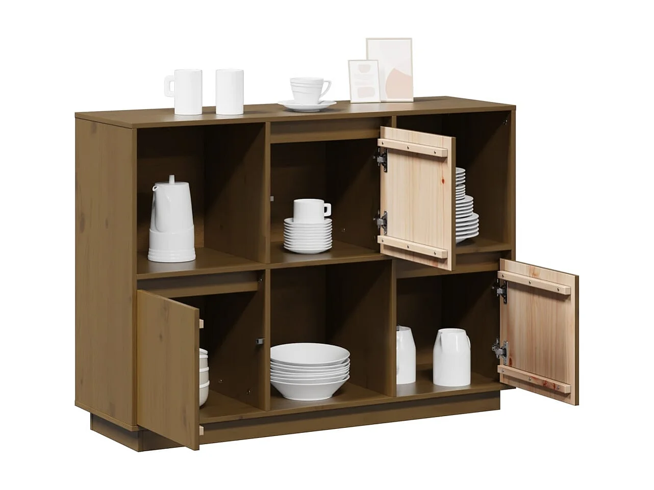 Buffet Marron miel 110,5x35x80 cm Bois massif de pin