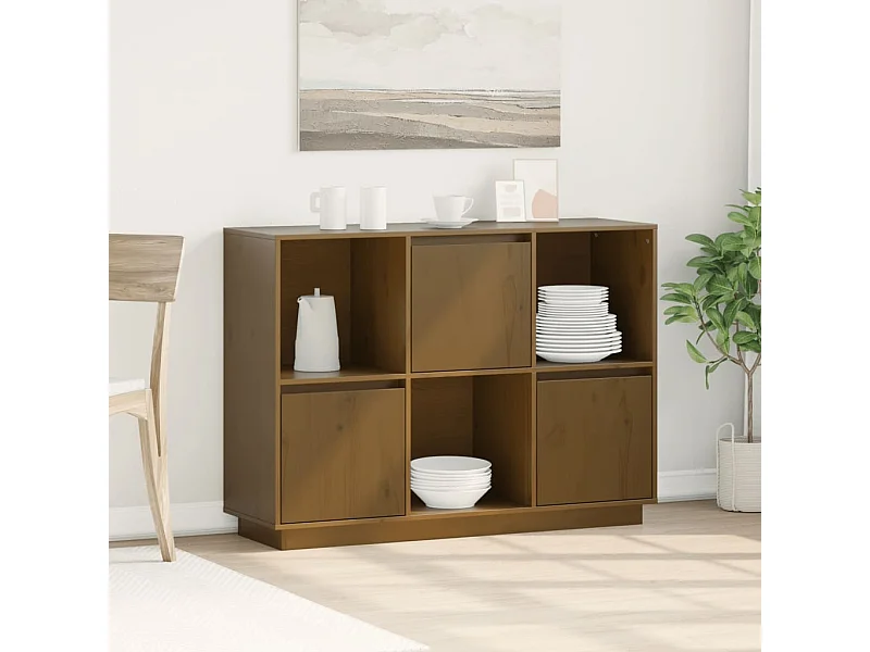 Credenza marrone miele 110,5x35x80 cm in legno massello di pino