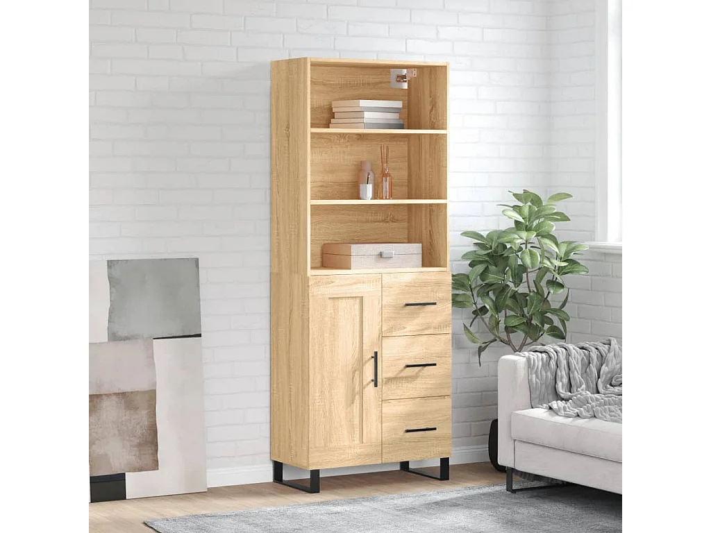 Hohes Sideboard Sonoma Eiche 69,5x34x180 cm Holzwerkstoff