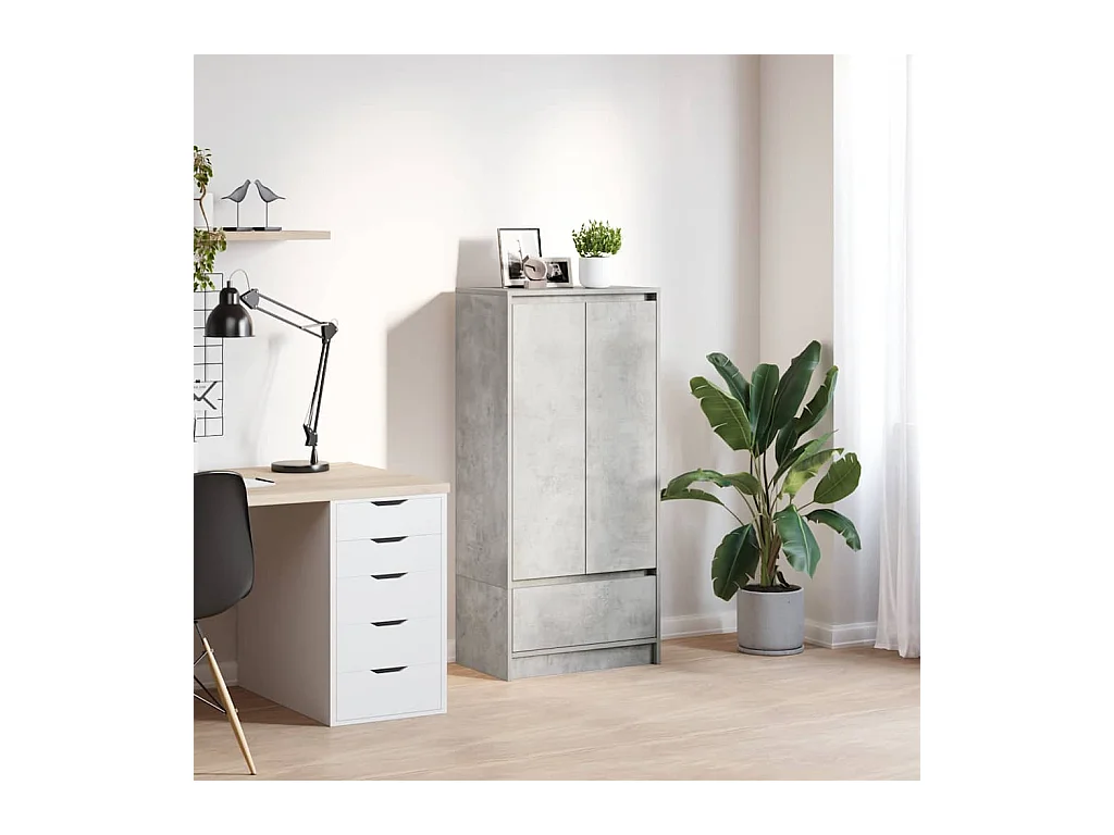Armoire avec tiroir gris béton 55,5x34x119,5 cm bois ingénierie