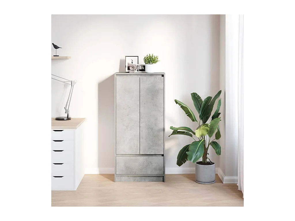 Armoire avec tiroir gris béton 55,5x34x119,5 cm bois ingénierie